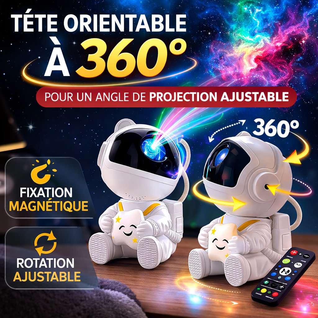 Projecteur galaxie astronaute 360° pour plafond étoilé et ambiance relaxante