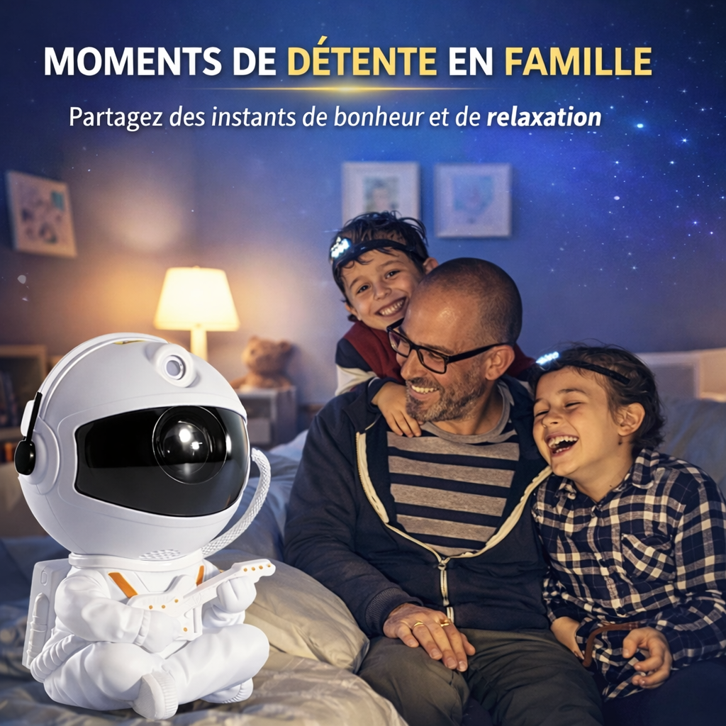Projecteur galaxie astronaute pour ambiance étoilée dans une chambre