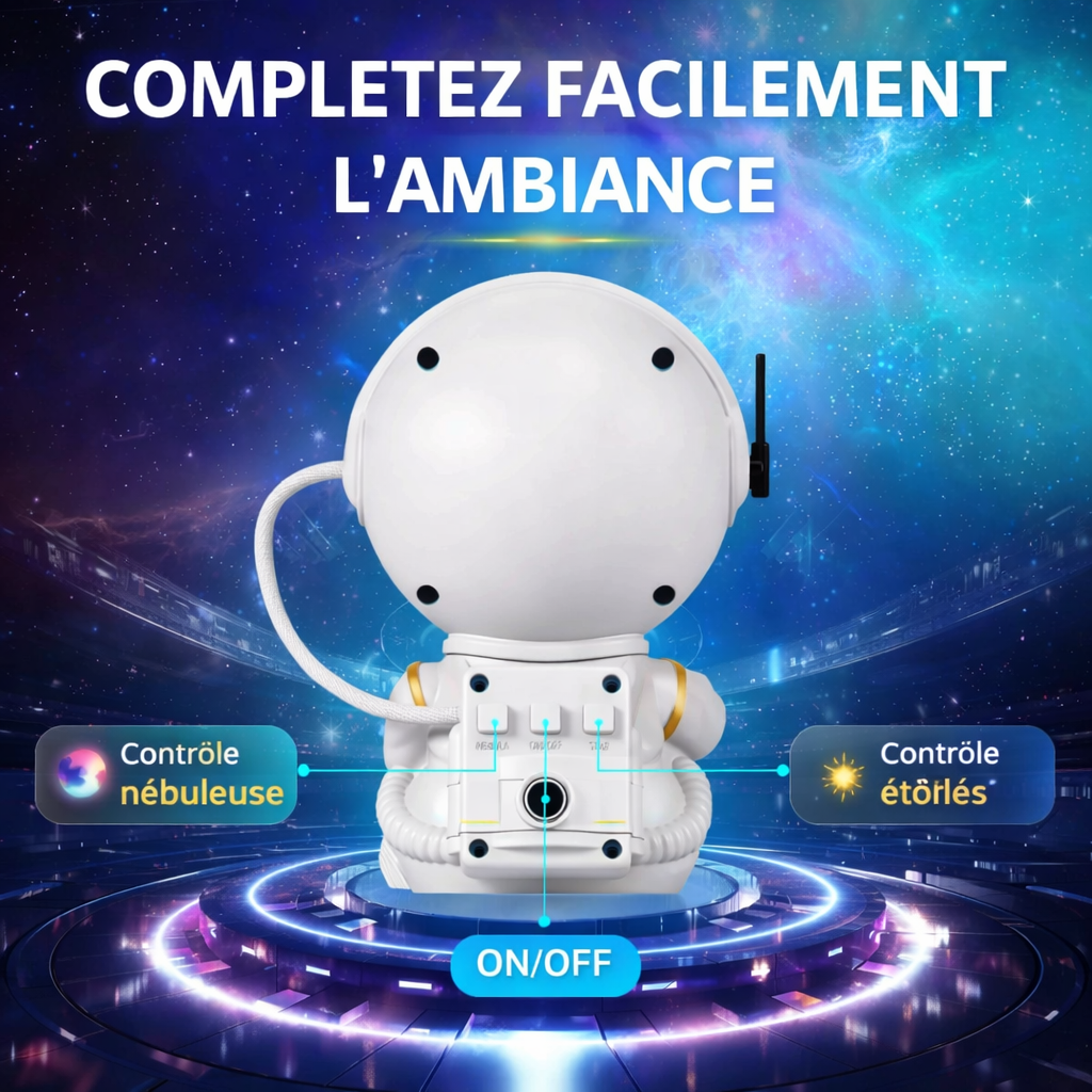 Contrôles du projecteur galaxie astronaute pour régler nébuleuse et étoiles