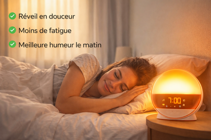 Réveil simulateur d’aube permettant un réveil doux et naturel avec lumière progressive dans la chambre